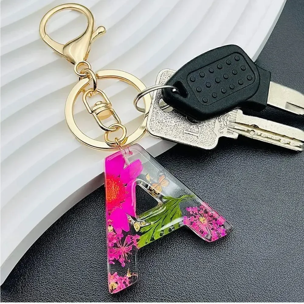 Initials Floral Keychain